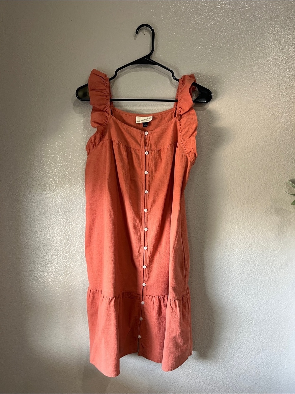 Universal Thread Coral Ruffle-Shoulder Button-Front Mini Dress Sz S TC0158